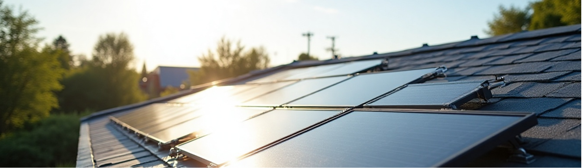 Panneaux solaires sur un toit ensoleillé.