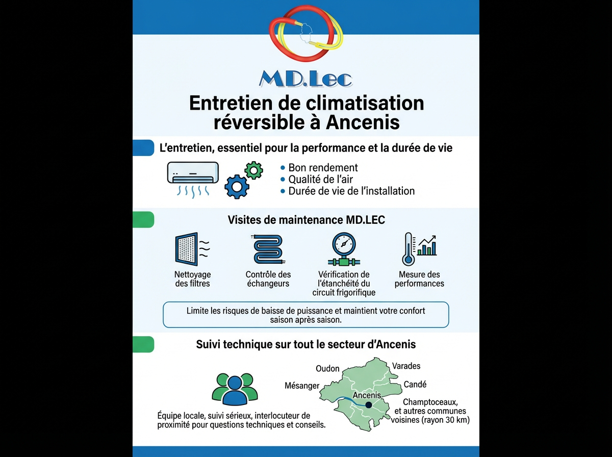 Entretien climatisation réversible Ancenis, services MD.Lec.