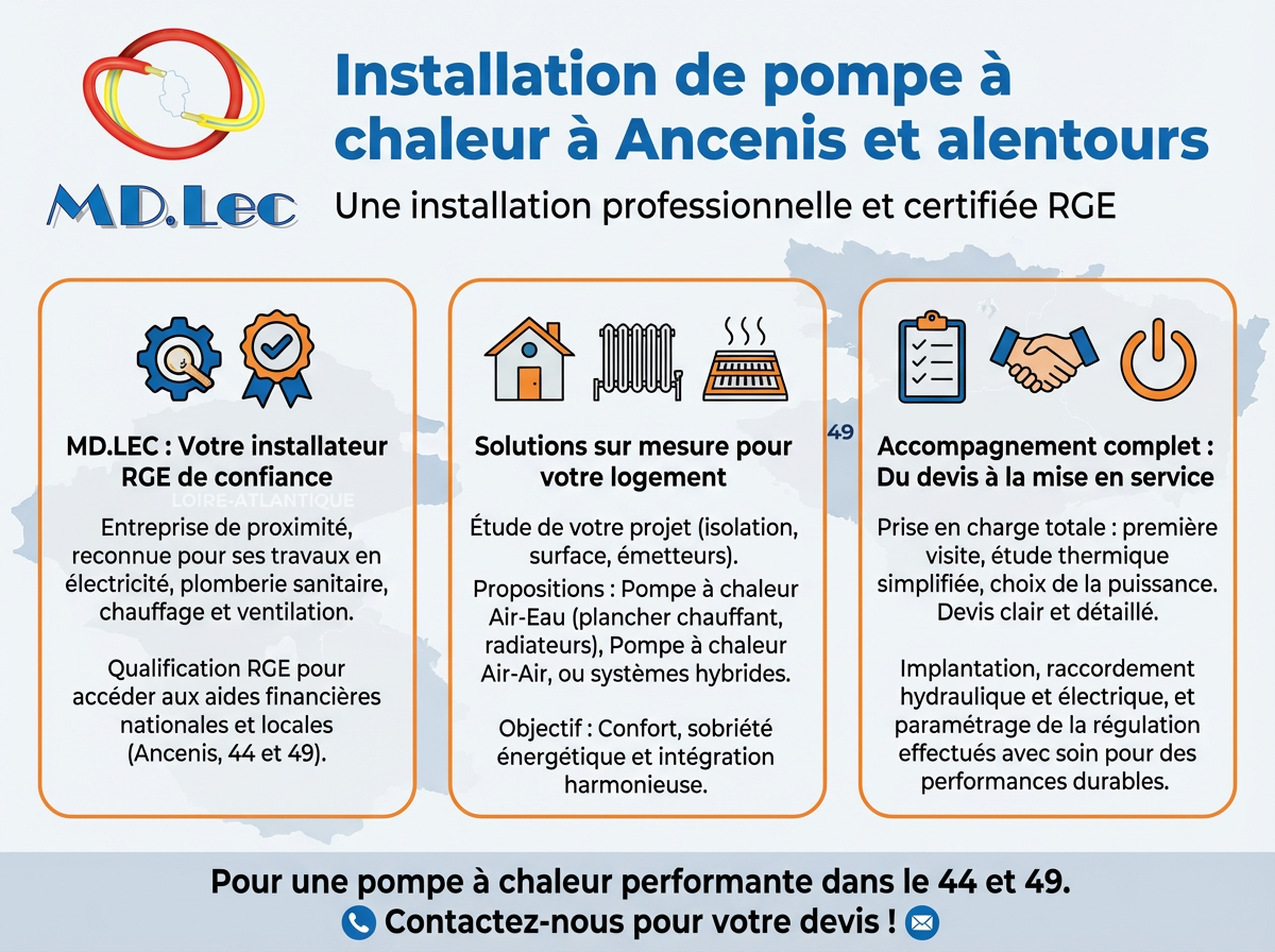 Installation pompe chaleur certifiée RGE Ancenis.