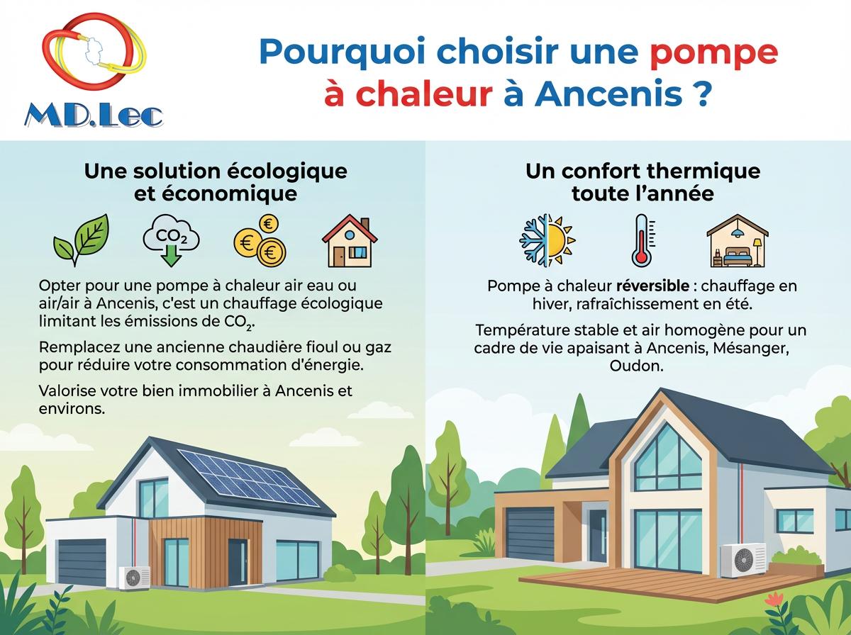 Infographie avantages pompe à chaleur Ancenis.
