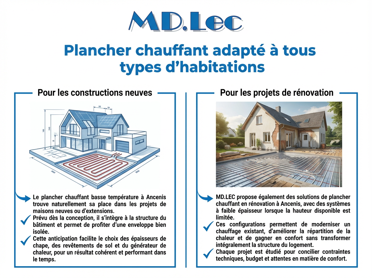 Plancher chauffant pour constructions neuves et rénovations.